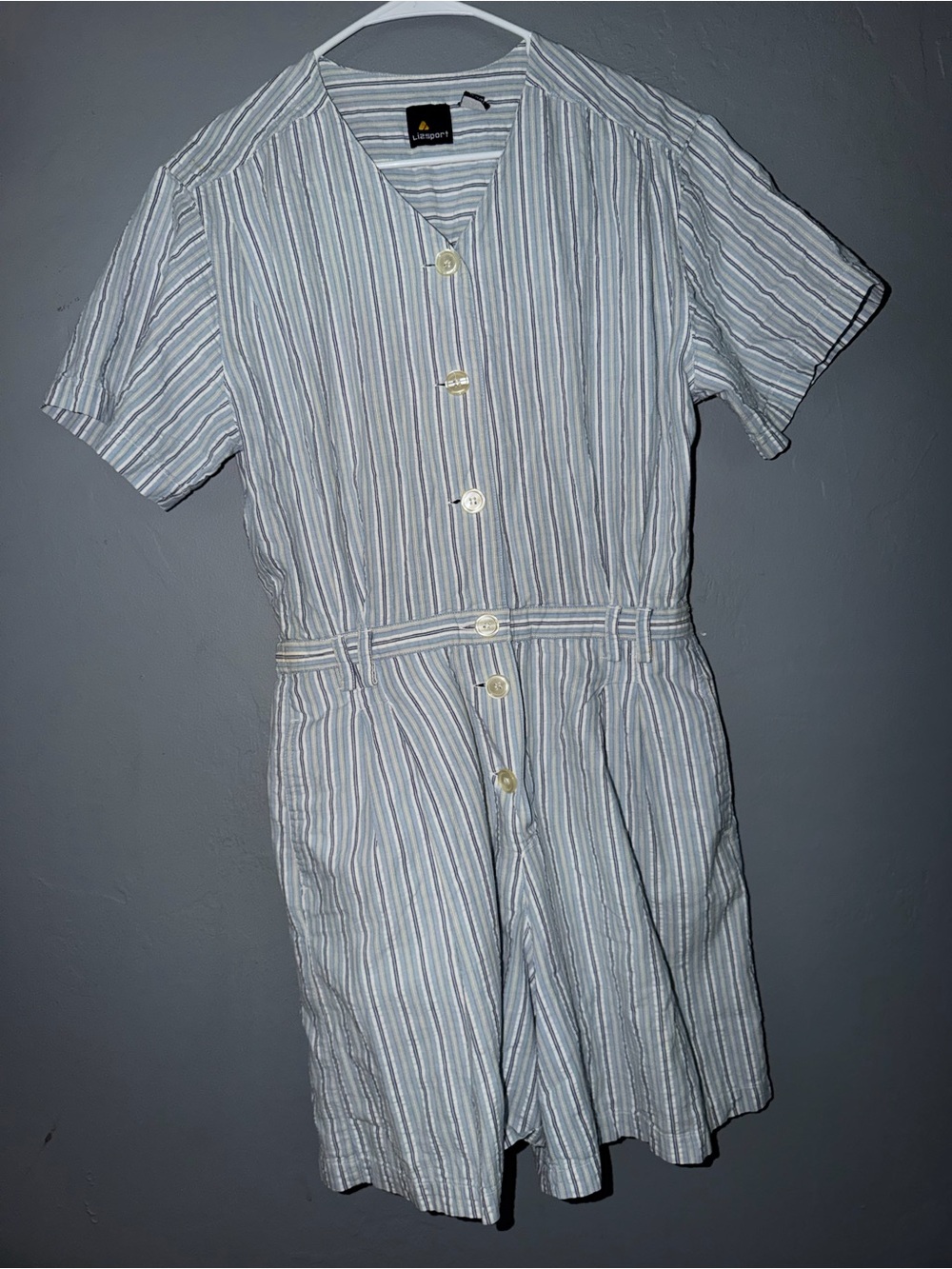 Lizsport Blue & White Striped Short Romper
